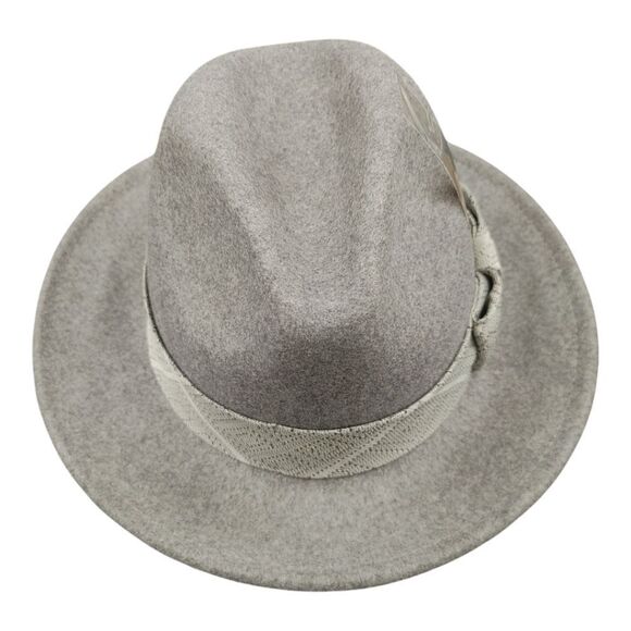 MEN'S MONTIQUE GRAY WOOL FELT HAT WITH MATCHING GROSGRAIN RIBBON FEDORA. H2480. - Picture 5 of 8